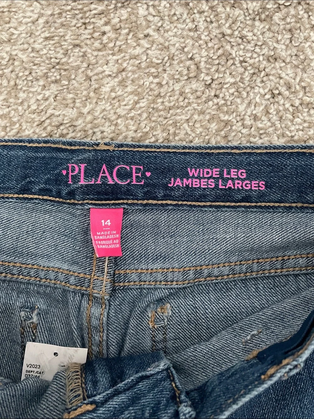 The Children's Place Dark Blue Wide-Leg Jeans with Front Patch Pockets